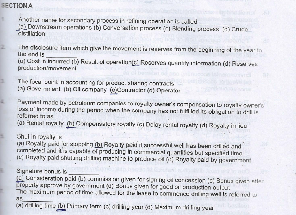 Sample of Oil and Gas Interview Past Questions